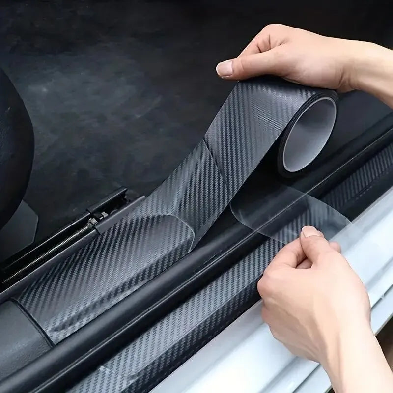 3D Carbon Fiber Sticker Paste Car Threshold Protective Film Anti Scratch Waterproof Matte