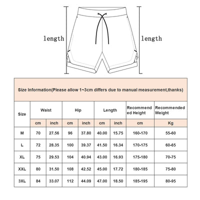 Shorts 2 In 1  Workout Training Gym Fitness Jogging Short Pants